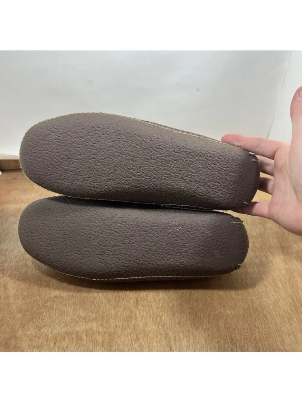 LL Bean Leather Slippers Mens Size 9 Brown Lined Moccasin